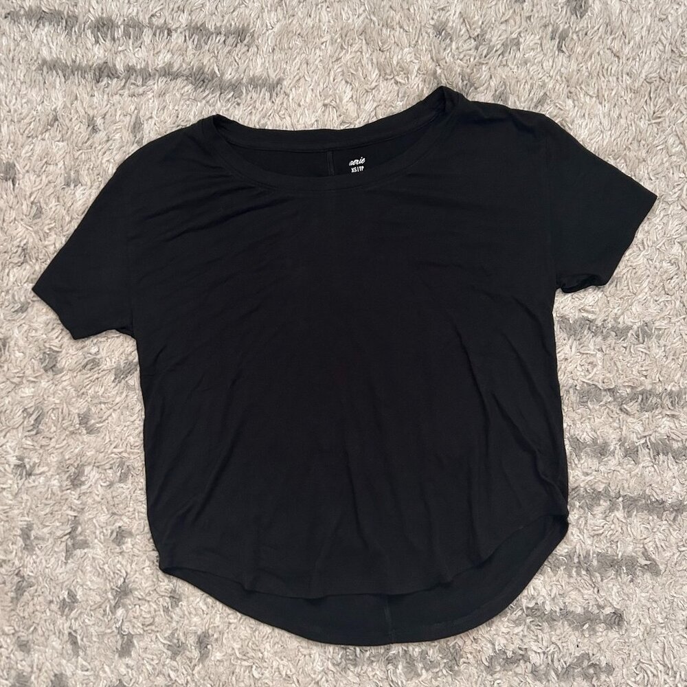 3/$10 🟢 NWOT Real Soft Aerie Tee, Black, x-small